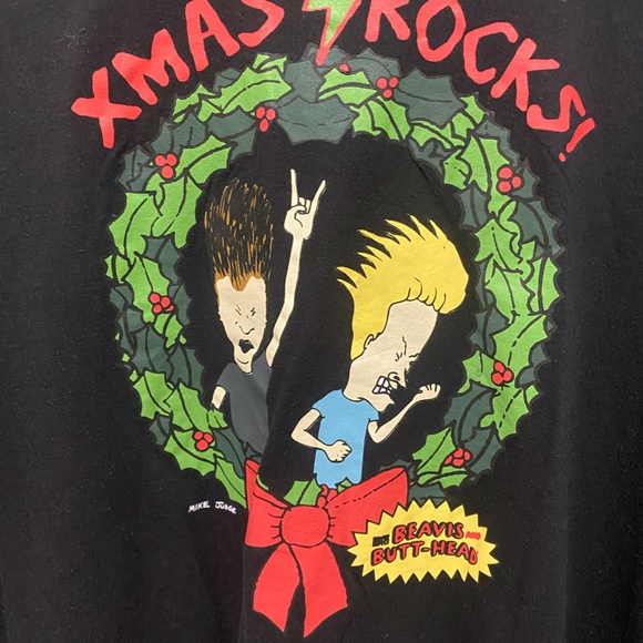 MTV Beavis and Butt-Head Xmas Black T-Shirt - Picture 3 of 5